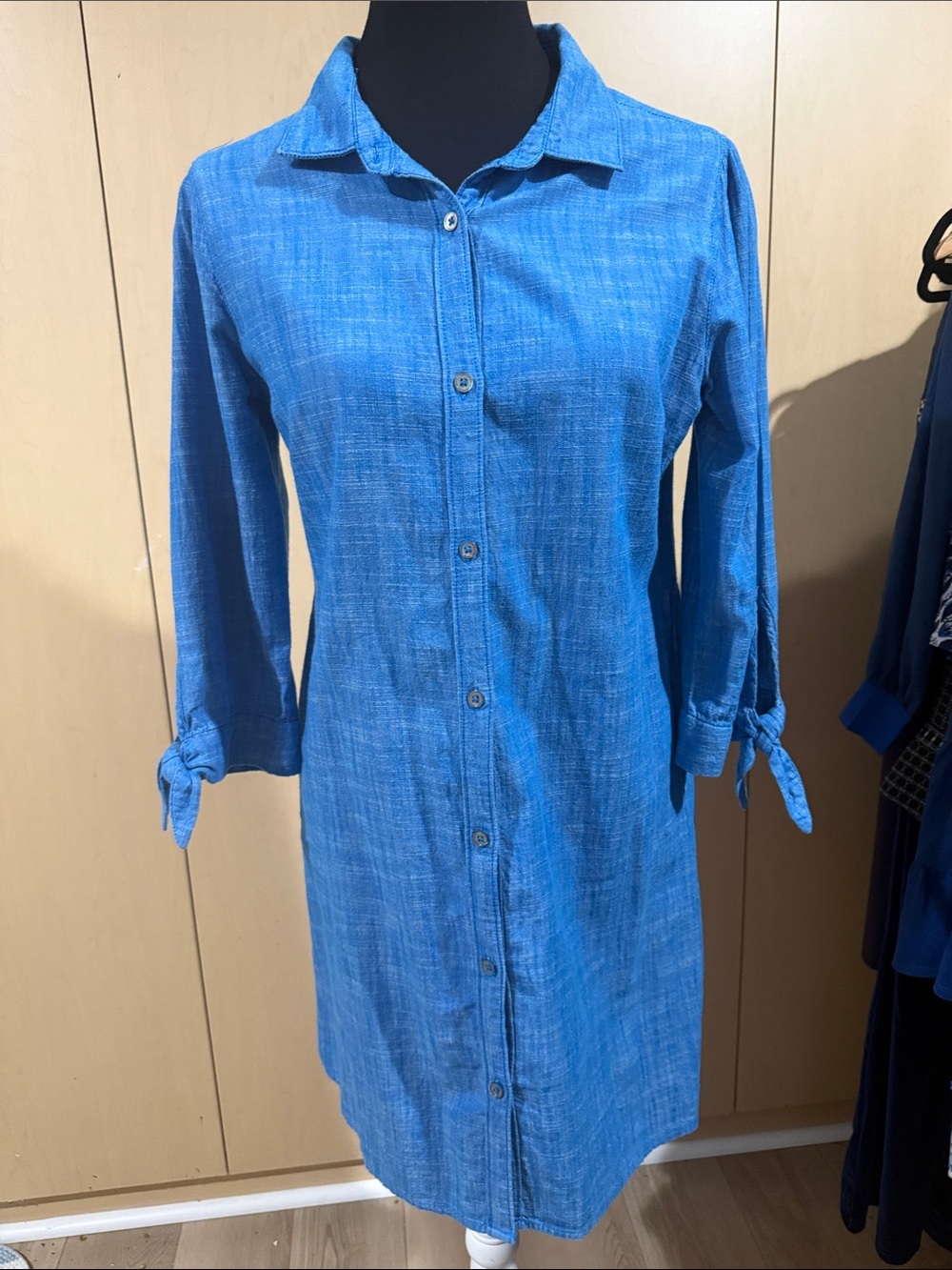 Hailey Logan Bright Blue Button-Front Midi Shirt Dress